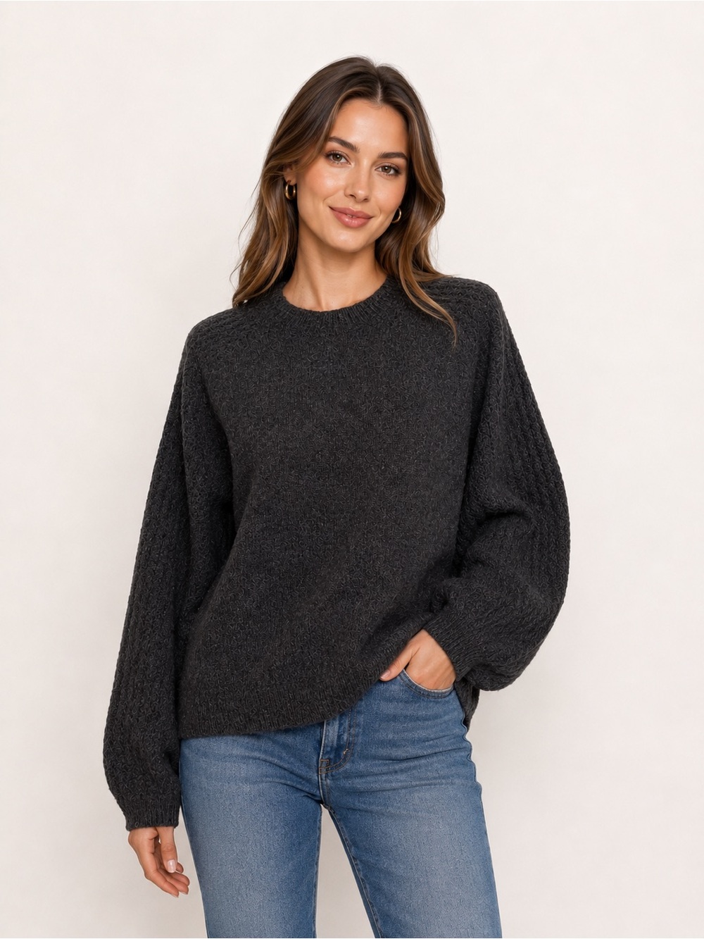 Sanctuary • Cozy Moment Pointelle Sleeve Detail Sweater • Size XL